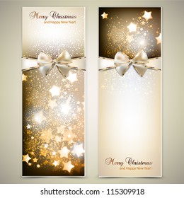 Greeting cards with white  bows and copy space. Vector illustration