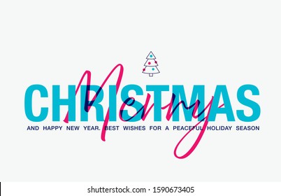 Greeting Christmas Card. Colorful lettering. Vector Illustration.	