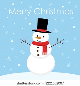 Greeting Christmas card with a cute snowman