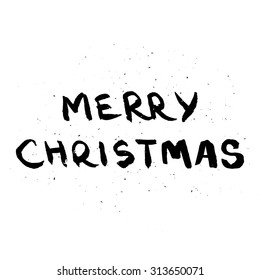 Greeting Christmas card with hand-drawn typography lettering. Holiday banner. Vintage poster. Merry Christmas