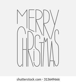 Greeting Christmas card with linear typography lettering. Holiday banner. Vintage outline poster.