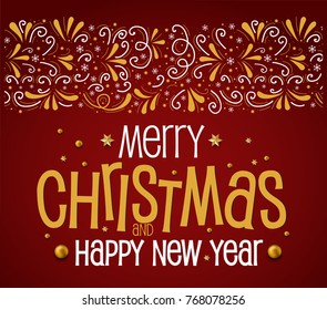 
Greeting christmas card with ornament. Christmas pattern