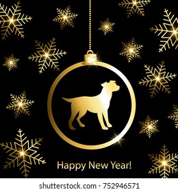 Greeting Christmas card with snowflakes and Christmas balls