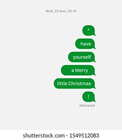 Greeting Christmas Card. Text Messaging Concept. Messages In A Form Of Christmas Tree.  Vector Illustration.