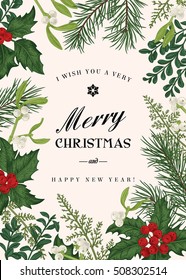 Greeting Christmas card in