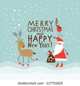 Greeting Christmas and New Year card