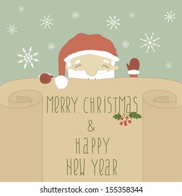 Greeting Christmas and New Year card with Santa Claus. A new series of Christmas cards. eps 10