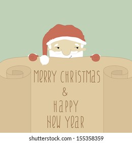 Greeting Christmas and New Year card with Santa Claus. A new series of Christmas cards. eps 10