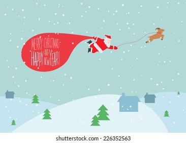 Greeting Christmas and New Year card. Vector