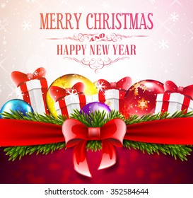 Greeting Christmas postcard for your text with gifts