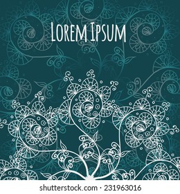 Greeting classic orange card, invitation, background with doodle drawing element for your design