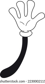 Greeting comic hand. Cartoon palm in white glove isolated on white background