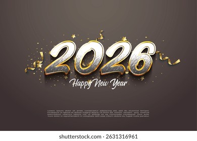 Greeting concept for the 2026 New Year celebration. With classic and elegant numbers. For 2026 Banner, Poster or Calendar.