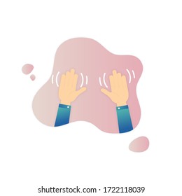 Greeting concept with hand wave. Safe greetings.