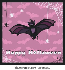 greeting with cute halloween bat