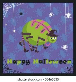greeting with cute halloween spider