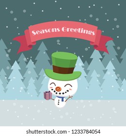 Greeting with a cute snowman