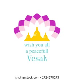 A Greeting Design About Happy Vesak Day or Buddha Purnima . Vesak is a holiday traditionally observed by Buddhists and some Hindus in South and Southeast Asia