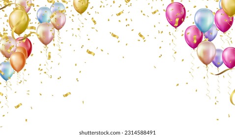 Greeting design in national  and colors with realistic flying helium balloons. Celebration, festival background, greeting banner, card, poster.