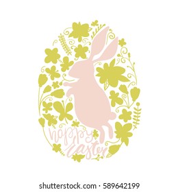 Greeting Easter background with Cute rabbit.