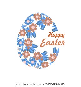 Greeting Easter card. Painted egg with unusual patterns in the traditional Ukrainian painting. Floral ornament. Decorative composition.