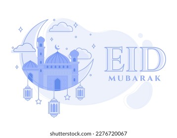 Greeting Eid al fitr mubarak moment, ramadan illustration. Modern vector flat illustration