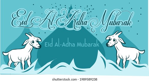 The greeting "Eid Al-Adha Mubarak" is a greeting in a religious celebration of Muslims. This greeting is usually printed on brochures, banners, and others.