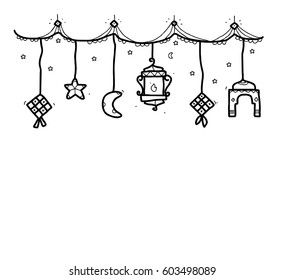 greeting of eid mubarak doodle