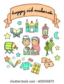 greeting eid mubarak doodle