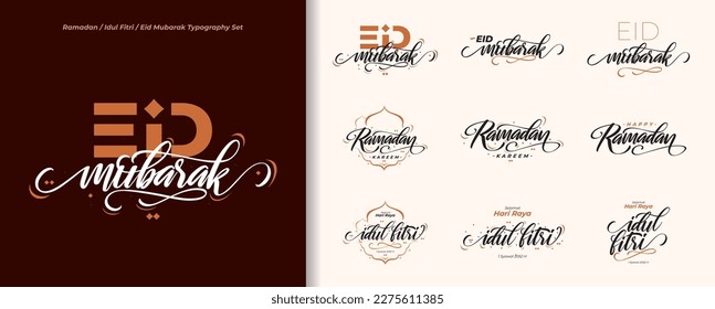 Greeting Eid Mubarak - Ramadan - Idul Fitri hand lettering typography set