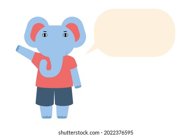 Greeting from elephant. Speech bubble. Vector illustration in a flat style