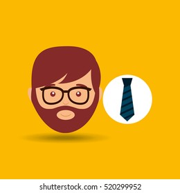 greeting fathers day card man bearded with tie vector illustration eps 10