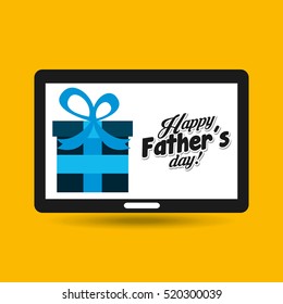 greeting fathers day hand holding smartphone vector illustration eps 10
