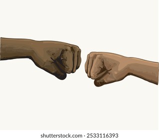 Puño de saludo, puños Bump saludo hombres negros signos Hi símbolo símbolo de lucha manos gesto línea fácil ilustración línea negra sobre fondo blanco