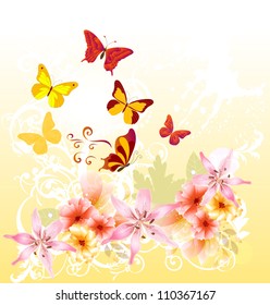 greeting  floral card in pastel colors