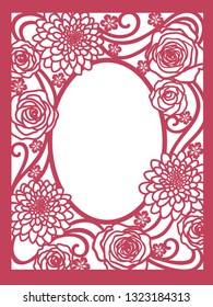 greeting floral card with roses. laser cute