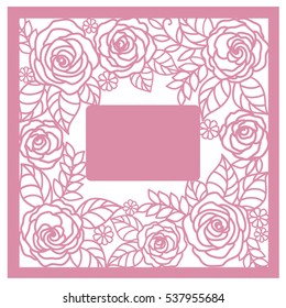 greeting floral card with roses. (laser cute)