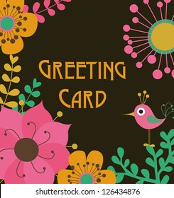 greeting floral card. vector illustration