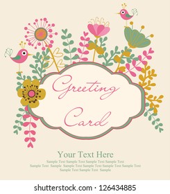 greeting floral card. vector illustration