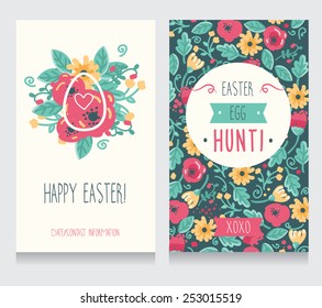 greeting floral cards for Easter, vector illustration