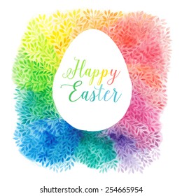 Greeting Floral Cards For Easter, Vector Illustration, Watercolor Colourful Easter Egg.