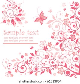 Greeting floral pink card