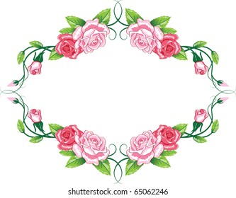 Greeting floral rose card. Vector color illustration
