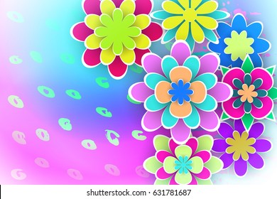 Greeting Flowers  Cut from Paper for Beautiful Templates Design Stock Vector Illustration