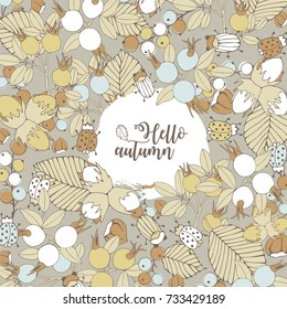 Greeting flyer with berries and insects.