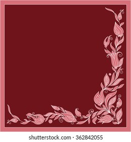Greeting frame elements for design. Vector illustration. Bright illustration, can be used as greeting card, invitations for wedding, birthday, valentine's day .Paisley Doodle Flowers Design.