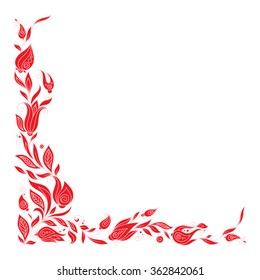 Greeting frame elements for design. Vector illustration. Bright illustration, can be used as greeting card, invitations for wedding, birthday, valentine's day .Paisley Doodle Flowers Design.