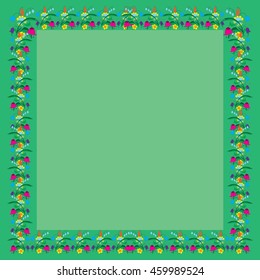 greeting frame with flowers. cartoon vector illustration