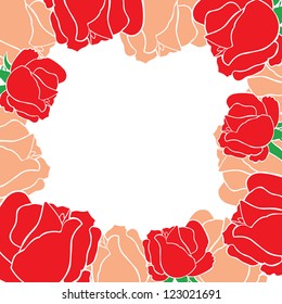 Greeting frame from flowers roses