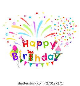 Greeting Funny Happy Birthday Traditional Attributes Stock Vector ...